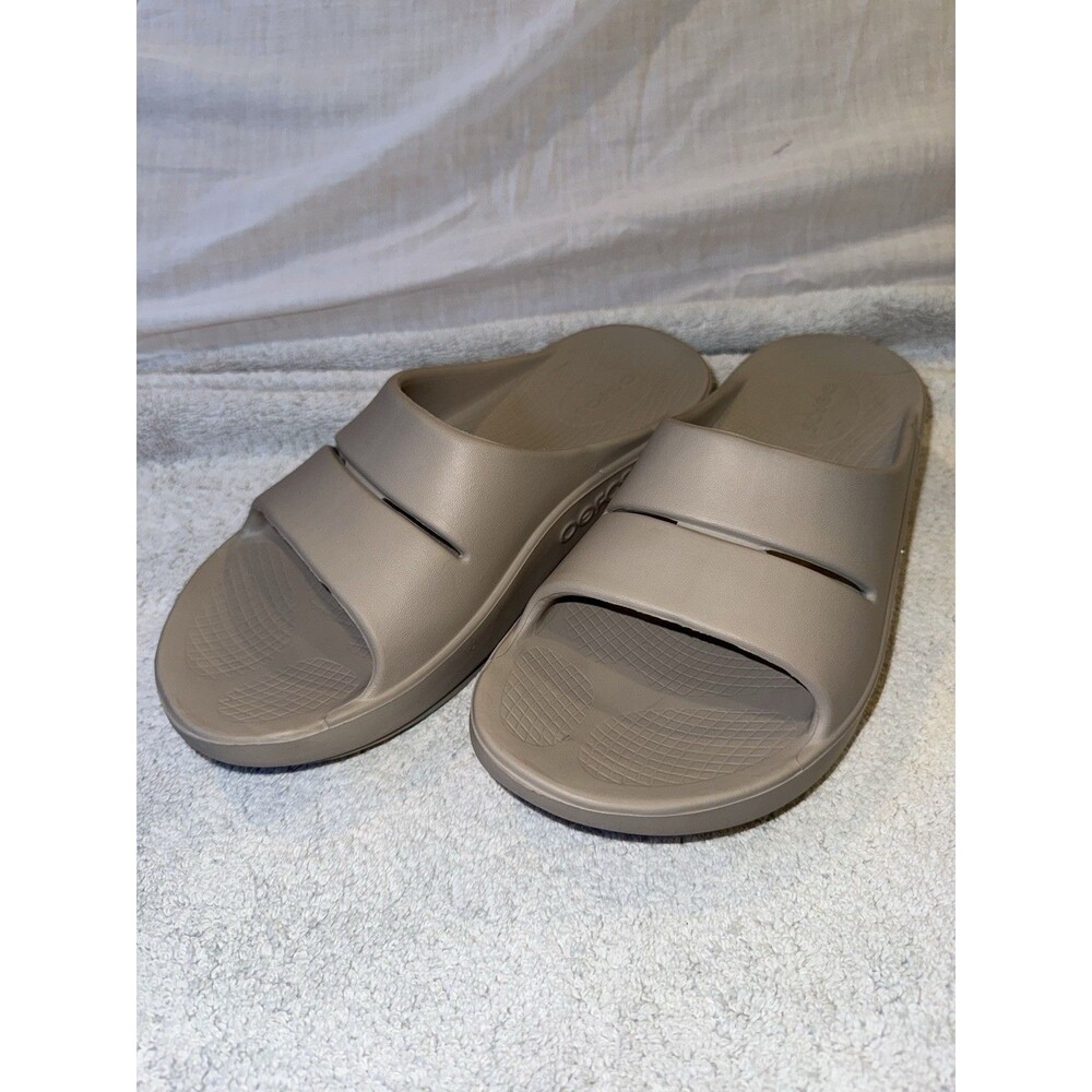 OOFOS Ooahh Beige Cushioned Comfort Slip-On Slide Sandals US 7 EU 38 M5-W7